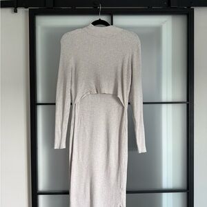 Elegant Cream Knit Maternity Dress